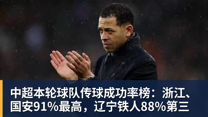 星空综合中超本轮球队传球成功率榜：浙江、国安91%最高，辽宁铁人88%第三